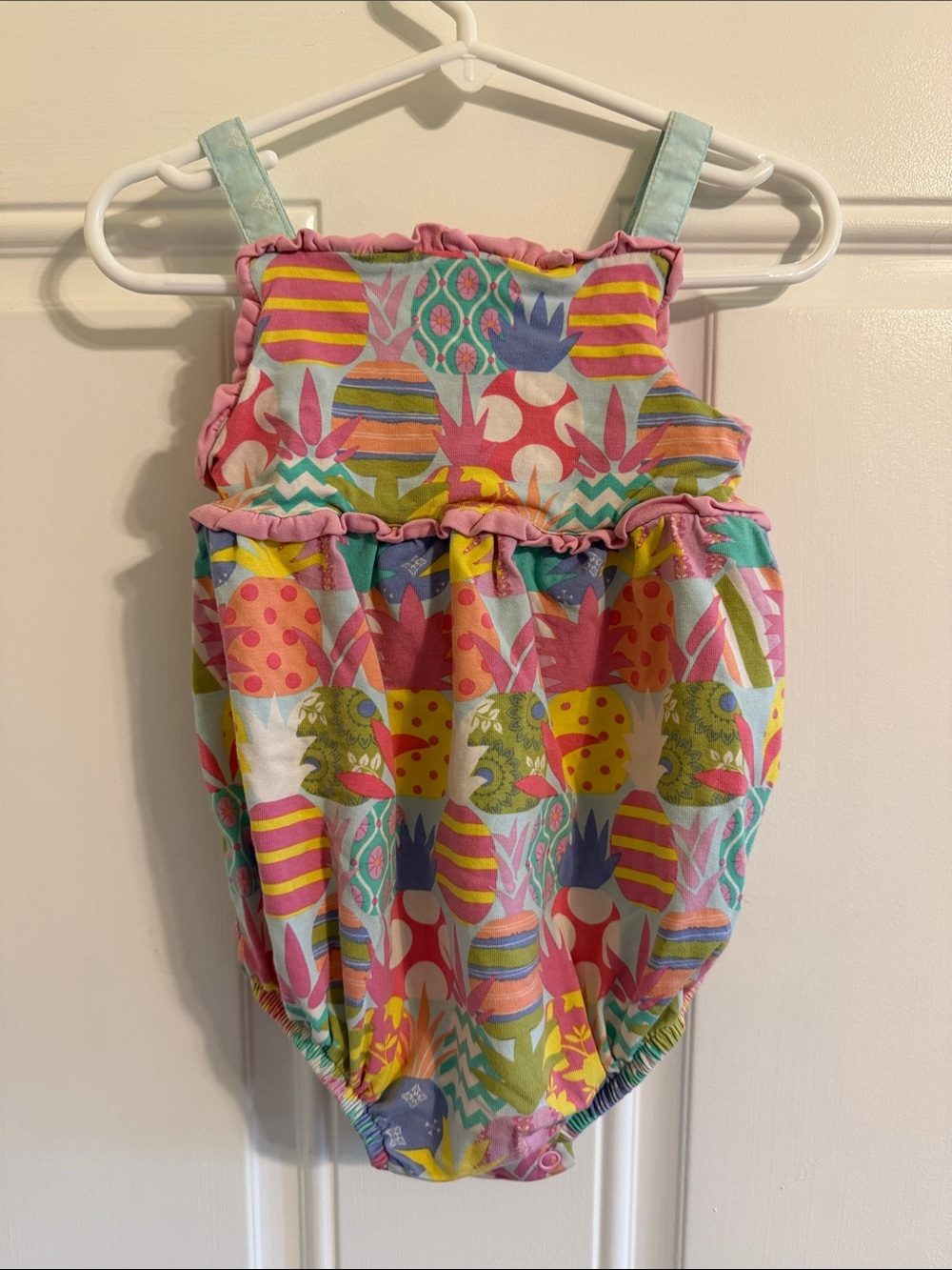 Matilda Jane Multicolor Pineapple Print Onesie in Pink, Yellow, Green, Blue